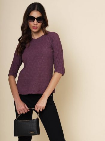 FASHIONABLE COTTON READY TO WEAR TOP ONLY WINE