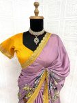 FASHIONABLE DOLA SILK DIGITAL PRINTED LACE WORK SAREE WITH UNSTITCHED BLOUSE PARTY WEAR WHOLESALE PRICE ETHNIC GARMENT (2)