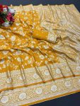 FASHIONABLE DOLA SILK WEAVING WORK SAREE WITH UNSTITCHED BLOUSE PARTY WEAR WHOLESALE PRICE ETHNIC GARMENT (4)