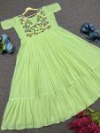 FASHIONABLE GEORGETTE EMBROIDERY RUFFLE WORK ONLY GOWN PARTY WEAR WHOLESALE PRICE ETHNIC GARMENT (2)