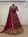 FASHIONABLE GEORGETTE EMBROIDERY SEQUENCE WORK LEHENGA CHOLI WITH DUPATTA PARTY WEAR WHOLESALE PRICE ETHNIC GARMENT (4)