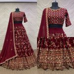 FASHIONABLE GEORGETTE EMBROIDERY SEQUENCE WORK LEHENGA CHOLI WITH DUPATTA PARTY WEAR WHOLESALE PRICE ETHNIC GARMENT (4)