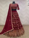 FASHIONABLE GEORGETTE EMBROIDERY SEQUENCE WORK LEHENGA CHOLI WITH DUPATTA PARTY WEAR WHOLESALE PRICE ETHNIC GARMENT (4)