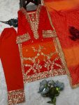 FASHIONABLE GEORGETTE EMBROIDERY SEQUENCE WORK TOP BOTTOM WITH DUPATTA PARTY WEAR WHOLESALE PRICE ETHNIC GARMENT (3)