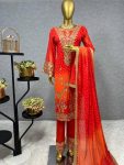 FASHIONABLE GEORGETTE EMBROIDERY SEQUENCE WORK TOP BOTTOM WITH DUPATTA PARTY WEAR WHOLESALE PRICE ETHNIC GARMENT (3)