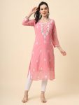 FASHIONABLE GEORGETTE EMBROIDERY WORK ONLY KURTI OFFICE WEAR WHOLESALE PRICE ETHNIC GARMENT 1 (2)