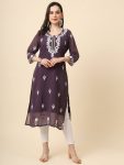 FASHIONABLE GEORGETTE EMBROIDERY WORK ONLY KURTI OFFICE WEAR WHOLESALE PRICE ETHNIC GARMENT (9)