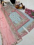 FASHIONABLE GEORGETTE MBEROIDERY SEQUENCE WORK TOP PALAZZO WITH DUPATTA PARTY WEAR WHOLESALE PRICE ETHNIC GARMENT (3)