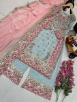 FASHIONABLE GEORGETTE MBEROIDERY SEQUENCE WORK TOP PALAZZO WITH DUPATTA PARTY WEAR WHOLESALE PRICE ETHNIC GARMENT (3)