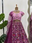 FASHIONABLE GEORGETTE THREAD SEQUENCE WORK LEHENGA CHOLI WITH DUPATTA WEDDING WEAR WHOLESALE PRICE ETHNIC GARMENT (9)