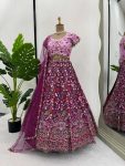 FASHIONABLE GEORGETTE THREAD SEQUENCE WORK LEHENGA CHOLI WITH DUPATTA WEDDING WEAR WHOLESALE PRICE ETHNIC GARMENT (9)