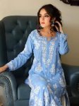 FASHIONABLE RAYON COTTON THREAD WORK KURTI WITH PALAZZO PARTY WEAR WHOLESALE PRICE ETHNIC GARMENT (2)