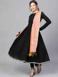FASHIONABLE RAYON PLAIN LACE WORK GOWN BOTTOM WITH CHANDERI SILK DUPATTA PARTY WEAR WHOLESALE PRICE ETHNIC GARMENT (4)