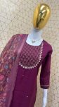 FASHIONABLE ROMAN SILK EMBROIDERY HAND WORK TOP BOTTOM WITH DUPATTA PARTY WEAR WHOLESALE PRICE ETHNIC GARMENT (4)