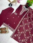 LATEST CHINON EMBROIDERY SEQUENCE WORK TOP BOTTOM WITH DUPATTA PARTY WEAR WHOLESALE PRICE ETHNIC GARMENT (3)