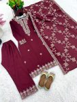 LATEST CHINON EMBROIDERY SEQUENCE WORK TOP BOTTOM WITH DUPATTA PARTY WEAR WHOLESALE PRICE ETHNIC GARMENT (3)