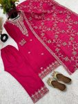 LATEST CHINON EMBROIDERY SEQUENCE WORK TOP BOTTOM WITH DUPATTA PARTY WEAR WHOLESALE PRICE ETHNIC GARMENT (8)