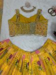 LATEST CHINON SILK EMBROIDERY SEQUENCE WORK LEHENGA CHOLI WITH DUPATTA PARTY WEAR WHOLESALE PRICE ETHNIC GARMENT (4)