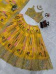 LATEST CHINON SILK EMBROIDERY SEQUENCE WORK LEHENGA CHOLI WITH DUPATTA PARTY WEAR WHOLESALE PRICE ETHNIC GARMENT (4)