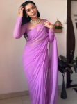 LATEST GEORGETTE PLAIN 1 MINUTE SAREE WITH UNSTITCHED BLOUSE PARTY WEAR WHOLESALE PRICE ETHNIC GARMENT (3)