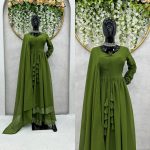 LATEST GEORGETTE TASSEL WITH LACE WORK GOWN WITH DUPATTA PARTY WEAR WHOLESALE PRICE ETHNIC GARMENT (16)