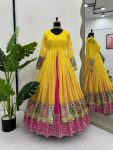 LATEST GEORGETTE THREAD SEQUENCE WORK TOP LEHENGA WITH DUPATTA PARTY WEAR WHOLESALE PRICE ETHNIC GARMENT (10)