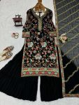 LATEST GEORGETTE THREAD SEQUENCE WORK TOP SHARARA WITH DUPATTA PARTY WEAR WHOLESALE PRICE ETHNIC GARMENT (2)