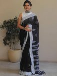 LATEST LINEN SILK ZARI WEAVING WORK SAREE WITH UNSTITCHED BLOUSE PARTY WEAR WHOLESALE PRICE ETHNIC GARMENT (3)