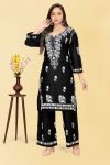 LATEST RAYON COTTON CHIKANKARI WORK KURTI WITH PALAZZO PARTY WEAR WHOLESALE PRICE ETHNIC GARMENT (3)