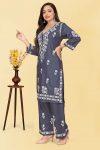 LATEST RAYON COTTON CHIKANKARI WORK KURTI WITH PALAZZO PARTY WEAR WHOLESALE PRICE ETHNIC GARMENT (5)