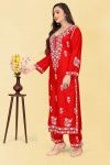 LATEST RAYON COTTON CHIKANKARI WORK KURTI WITH PALAZZO PARTY WEAR WHOLESALE PRICE ETHNIC GARMENT (7)