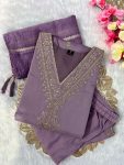 LATEST ROMAN SILK EMBROIDERY SEQUENCE WORK TOP BOTTOM WITH DUPATTA PARTY WEAR WHOLESALE PRICE ETHNIC GARMENT (5)