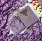 LATEST ROMAN SILK EMBROIDERY SEQUENCE WORK TOP BOTTOM WITH DUPATTA PARTY WEAR WHOLESALE PRICE ETHNIC GARMENT (5)