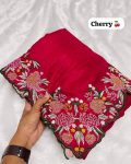 LATEST VICHITRA SILK THREAD SEQUENCE EMBROIDREY ARC BOREDR SAREE WITH UNSTITCHED BLOUSE PARTY WEAR WHOLESALE PRICE ETHNIC GARMENT (7)
