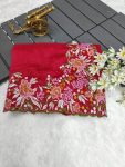 LATEST VICHITRA SILK THREAD SEQUENCE EMBROIDREY ARC BOREDR SAREE WITH UNSTITCHED BLOUSE PARTY WEAR WHOLESALE PRICE ETHNIC GARMENT (7)