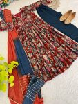 LATEST VISCOSE CHANDERI MILL PRINTED FOIL AND HAND WORK ALIA CUT TOP BOTTOM WITH DUPATTA PARTY WEAR WHOLESALE PRICE ETHNIC GARMENT (8)