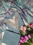 LATEST VISCOSE CHANDERI SILK SEQUENCE CODING EMBROIDERY WORK TOP BOTTOM WITH DUPATTA PARTY WEAR WHOLESALE PRICE ETHNIC GARMENT (8)