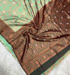 MOST PICKED LICHI SILK ZARI WEAVING WORK SAREE WITH UNSTITCHED BLOUSE PARTY WEAR WHOLESALE PRICE ETHNIC GARMENT (9)