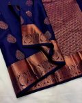 NEW ARRIVAL LICHI SILK GOLD ZARI WEAVING WORK SAREE WITH UNSTITCHED BLOUSE PARTY WEAR WHOLESALE PRICE ETHNIC GARMENT (3)