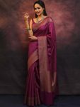 NEW ARRIVAL LICHI SILK ZARI WEAVING WORK SAREE WITH UNSTITCHED BLOUSE PARTY WEAR WHOLESALE PRICE ETHNIC GARMENT (7)