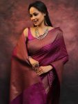 NEW ARRIVAL LICHI SILK ZARI WEAVING WORK SAREE WITH UNSTITCHED BLOUSE PARTY WEAR WHOLESALE PRICE ETHNIC GARMENT (7)