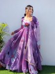 NEW ARRIVAL ORAGANZA TABBY SILK DIGITAL PRINTED GOWN WITH DUPATTA PARTY WEAR WHOLESALE PRICE ETHNIC GARMENT (15)