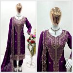 PURE CHINON SILK WITH 5MM SEQUENCE EMBROIDERY WORK WITH SLEEVES WITH LACE WORK TOP PANT WITH DUPATTA PARTY WEAR WHOLESALE PRICE ETHNIC GARMENT (3)