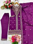 PURE CHINON SILK WITH 5MM SEQUENCE EMBROIDERY WORK WITH SLEEVES WITH LACE WORK TOP PANT WITH DUPATTA PARTY WEAR WHOLESALE PRICE ETHNIC GARMENT (3)