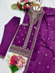 PURE CHINON SILK WITH 5MM SEQUENCE EMBROIDERY WORK WITH SLEEVES WITH LACE WORK TOP PANT WITH DUPATTA PARTY WEAR WHOLESALE PRICE ETHNIC GARMENT (3)