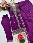 PURE CHINON SILK WITH 5MM SEQUENCE EMBROIDERY WORK WITH SLEEVES WITH LACE WORK TOP PANT WITH DUPATTA PARTY WEAR WHOLESALE PRICE ETHNIC GARMENT (3)