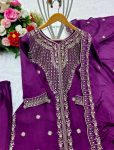 PURE CHINON SILK WITH 5MM SEQUENCE EMBROIDERY WORK WITH SLEEVES WITH LACE WORK TOP PANT WITH DUPATTA PARTY WEAR WHOLESALE PRICE ETHNIC GARMENT (3)