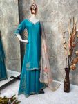 RICH LOOK CHINON SEQUENCE EMBROIDERY WORK TOP PALAZZO WITH DUPATTA FESTIVAL WEAR WHOLESALE PRICE ETHNIC GARMENT (8)