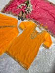 RICH LOOK GEORGETTE EMBROIDERY AND SEQUENCE WORK TOP LEHENGA WITH DUPATTA PARTY WEAR WHOLESALE PRICE ETHNIC GARMENT (2)