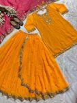 RICH LOOK GEORGETTE EMBROIDERY AND SEQUENCE WORK TOP LEHENGA WITH DUPATTA PARTY WEAR WHOLESALE PRICE ETHNIC GARMENT (2)